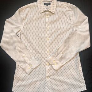 Banana Republic White and Blue Dot Dress Shirt